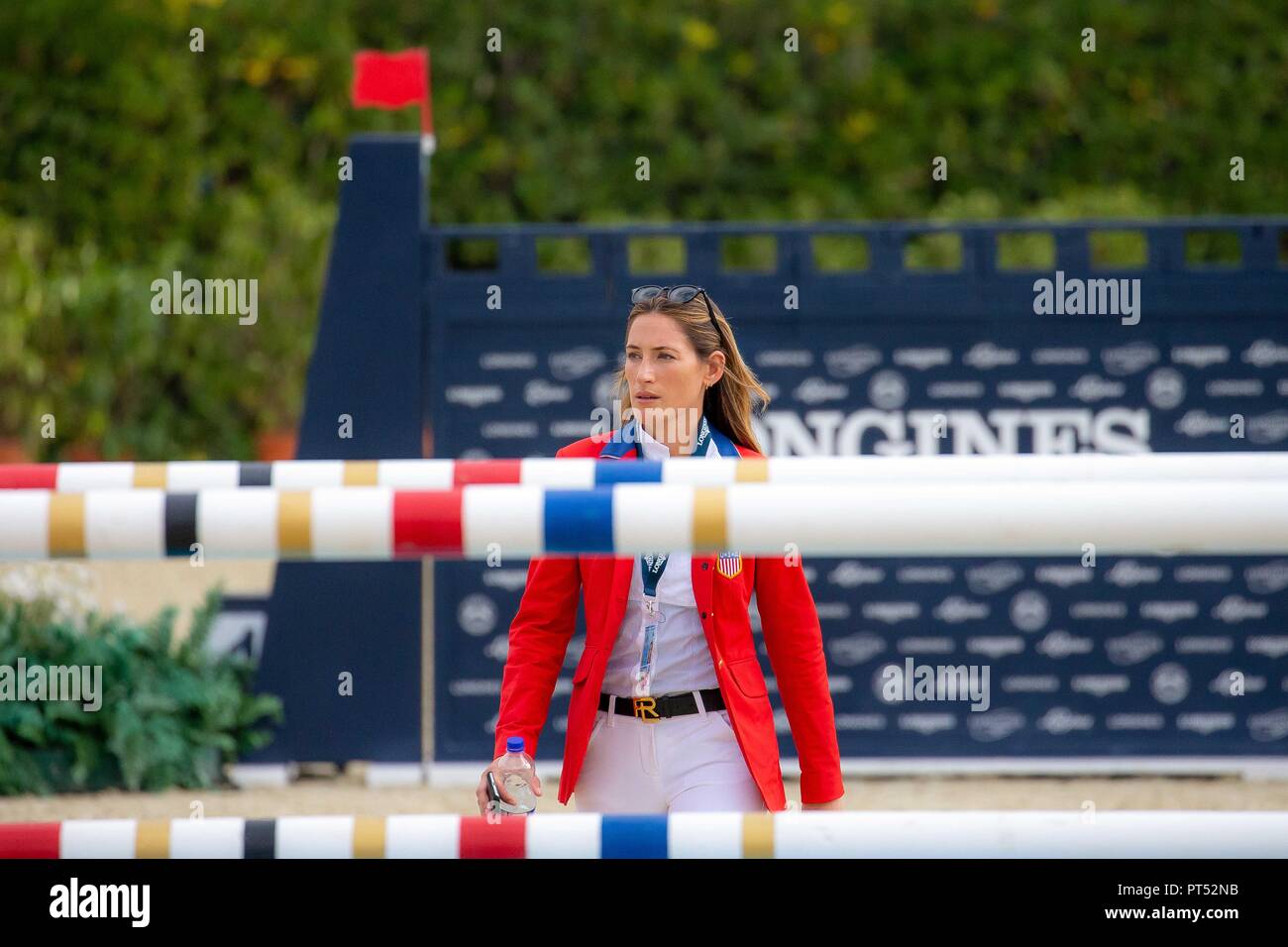 Barcelona, Spain. 6th Oct 2018. Winner. Jessica Springsteen. USA. Course Walk. Queen's Cup. Longines FEI Jumping Nations Cup Final. Showjumping. Barcelona. Spain. Day 2.06/10/2018. Credit: Sport In Pictures/Alamy Live News Stock Photo