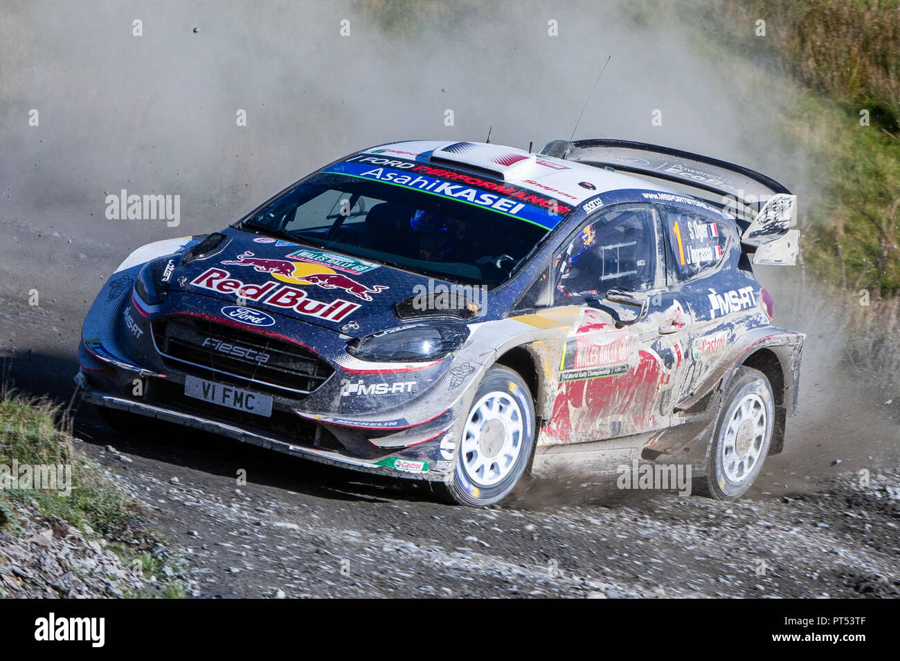 Myherin, UK. 6th Oct, 2018. WRC Dayinsure Wales Rally GB, day 3; M-Sport  Ford World Rally Team driver Sebastien Ogier and co-driver Julien Ingrassia  in their Ford Fiesta WRC Credit: Action Plus