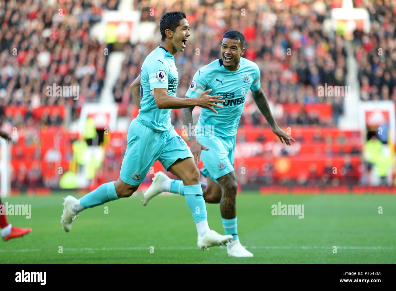 Yoshinori Muto Celebrates Goal Manchester United Fc V Newcastle United Fc Manchester United Fc V Newcastle United Fc 06 October 2018 Gbd12328 Premier League 06 10 18 Old Trafford Manchester Strictly Editorial Use Only