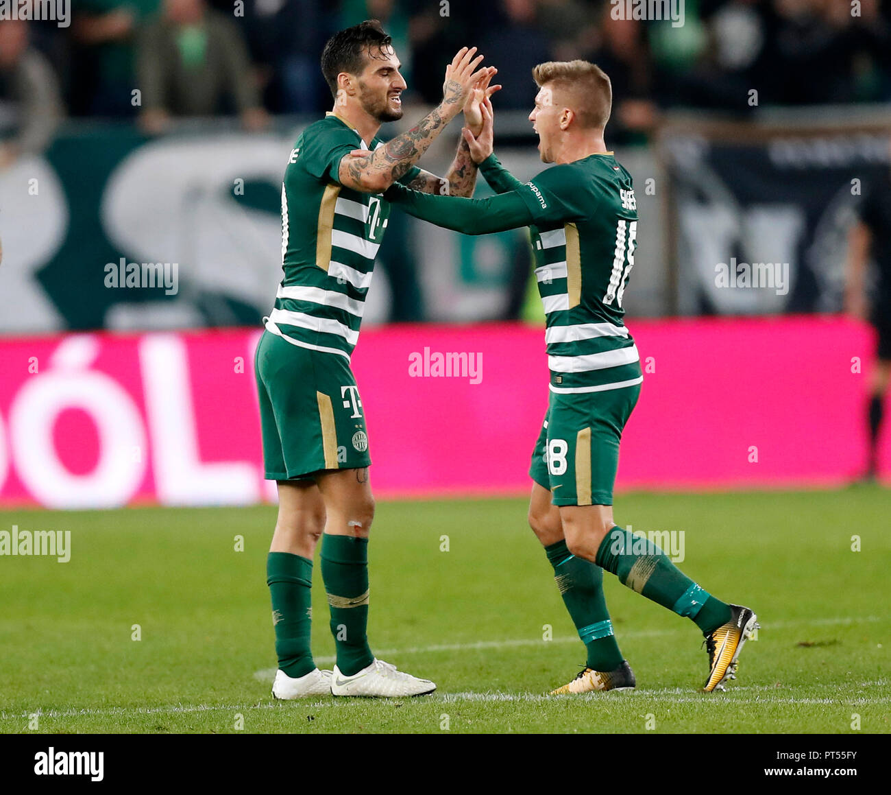 BUDAPEST, HUNGARY - AUGUST 29: Nikolai Signevich of Ferencvarosi TC  celebrates his goal during the UEFA Europa League Play-off Second Leg match  between Ferencvarosi TC and FK Suduva at Ferencvaros Stadium on