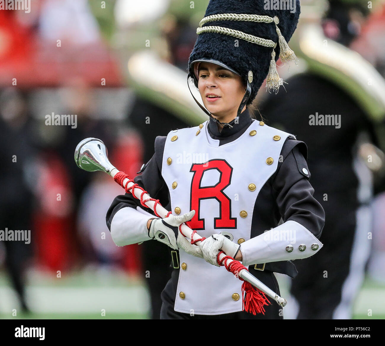 Piscataway, NJ, USA. 6th Oct, 2018. The Marching Scarlet Knights get ready for the NCAA football game between the Illinois Fighting Illini and the Rutgers Scarlet Knights at HighPoint Solutions Stadium in Piscataway, NJ. Mike Langish/Cal Sport Media. Credit: csm/Alamy Live News Stock Photo