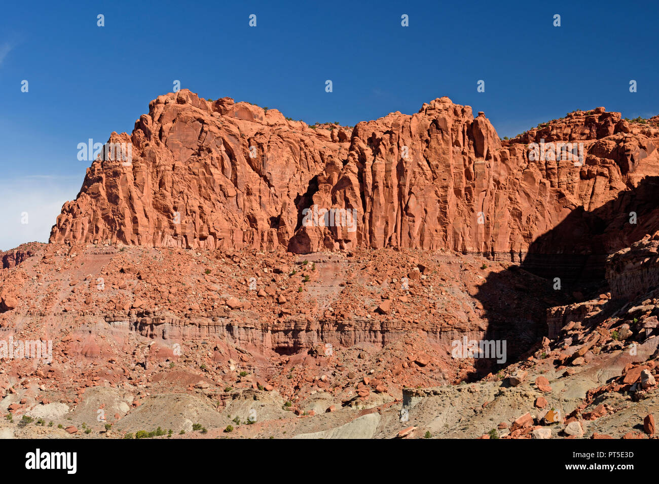 Dramatic Cliffs in the Desert in Spring Canyon in Capitol Reef National Park in Utah Stock Photo