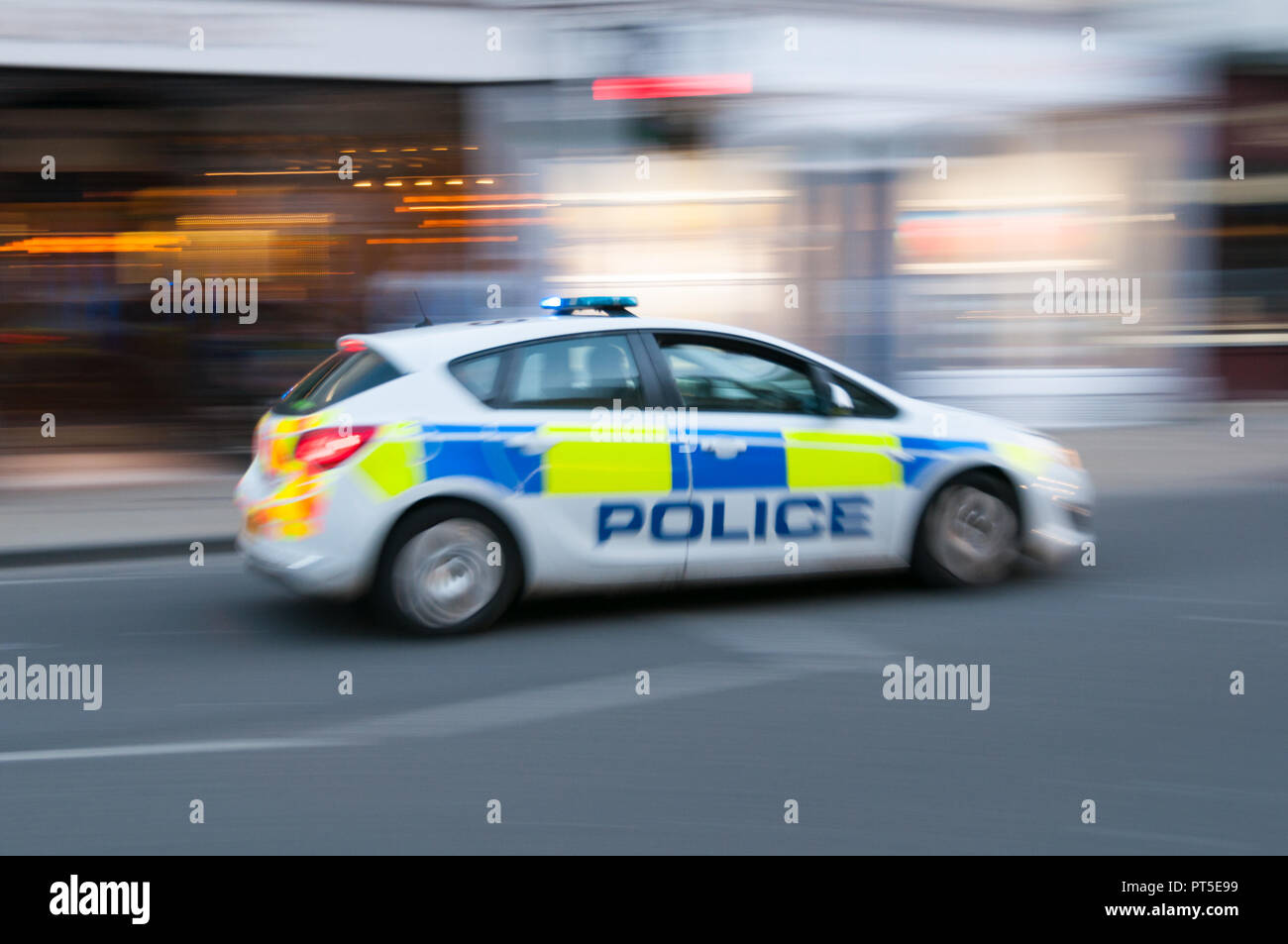 A moving police car Stock Photo