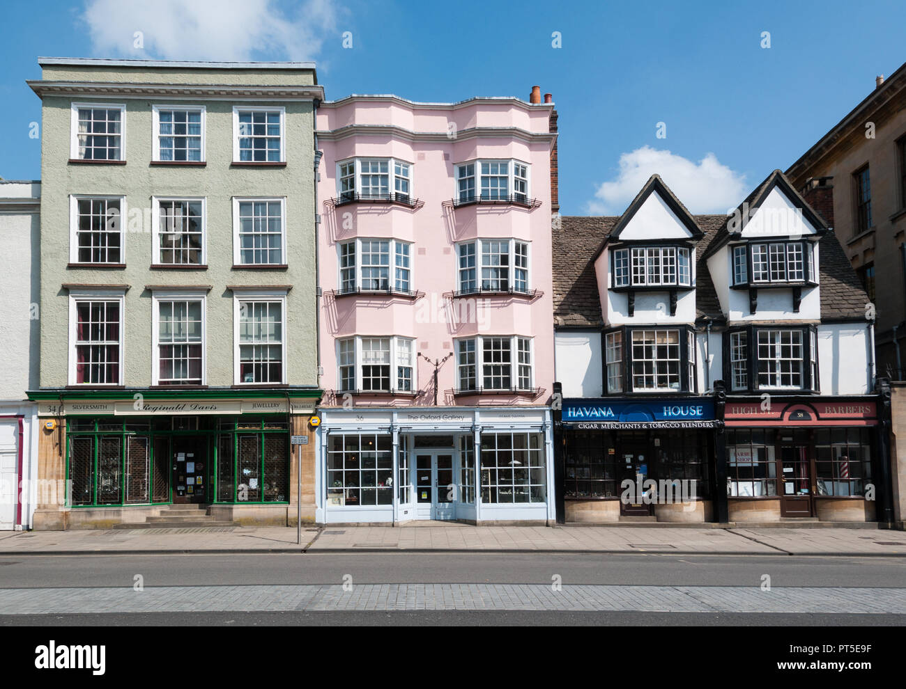 Houses on High Street in Oxford Stock Photo