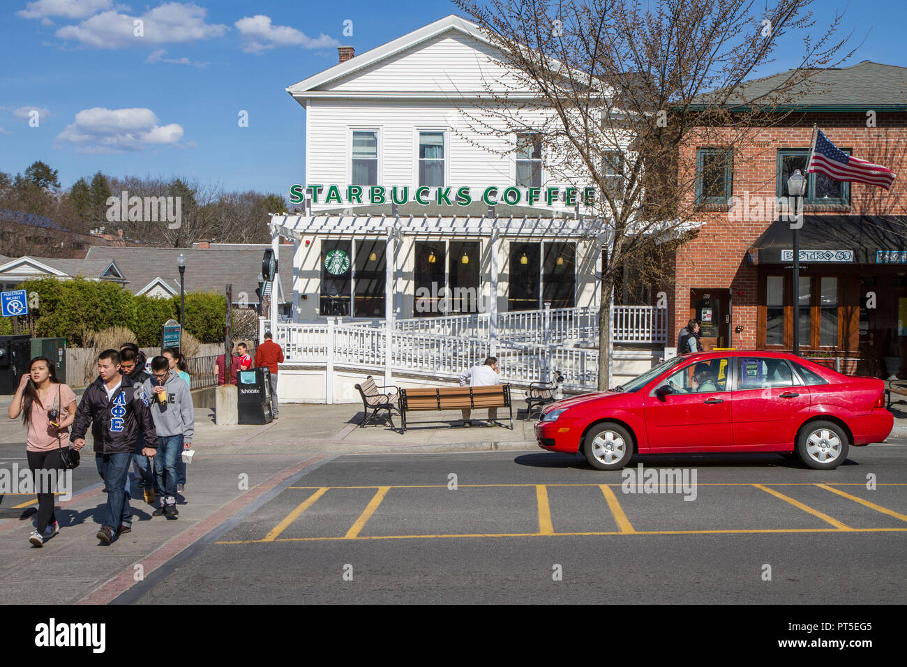 People crossing North Pleasant Street in Amherst, MA Stock Photo Alamy