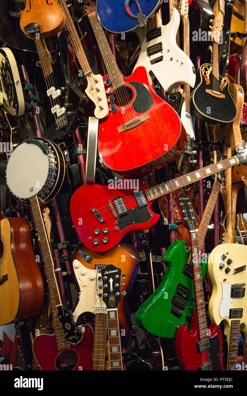 Museum of Pop Culture MoPOP Seattle guitars sculpture. Stock Photo
