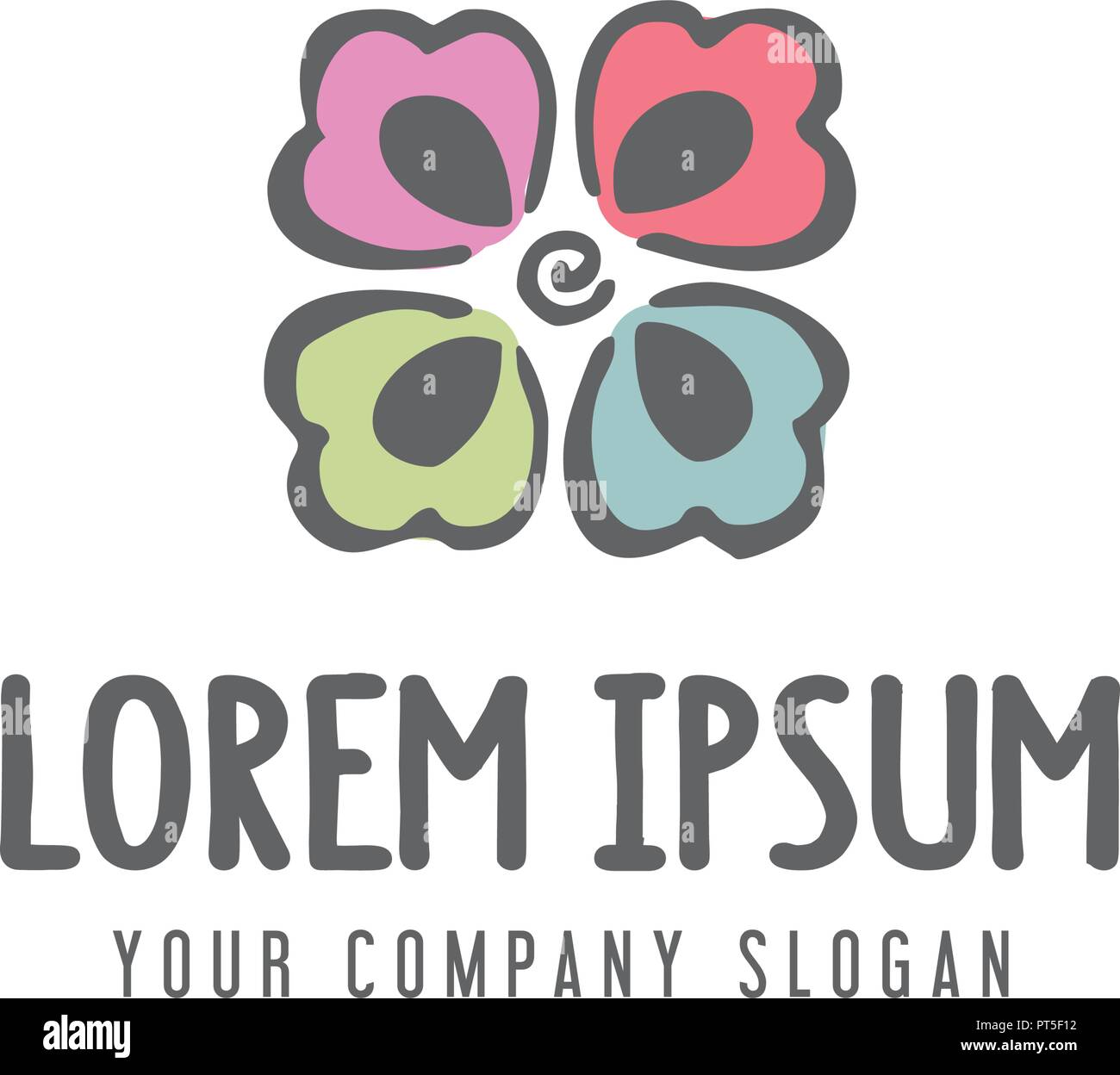 abstract Flower logo. handrawn design concept template Stock Vector