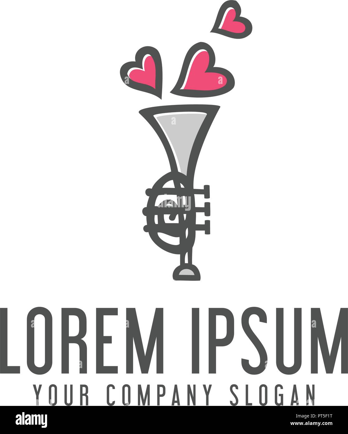 love saxophone logo. trumpet design concept template Stock Vector