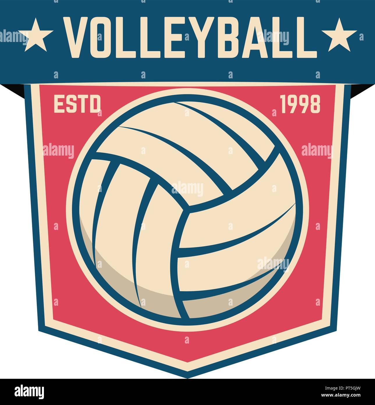 Emblem template with volleyball ball. Design element for logo, label