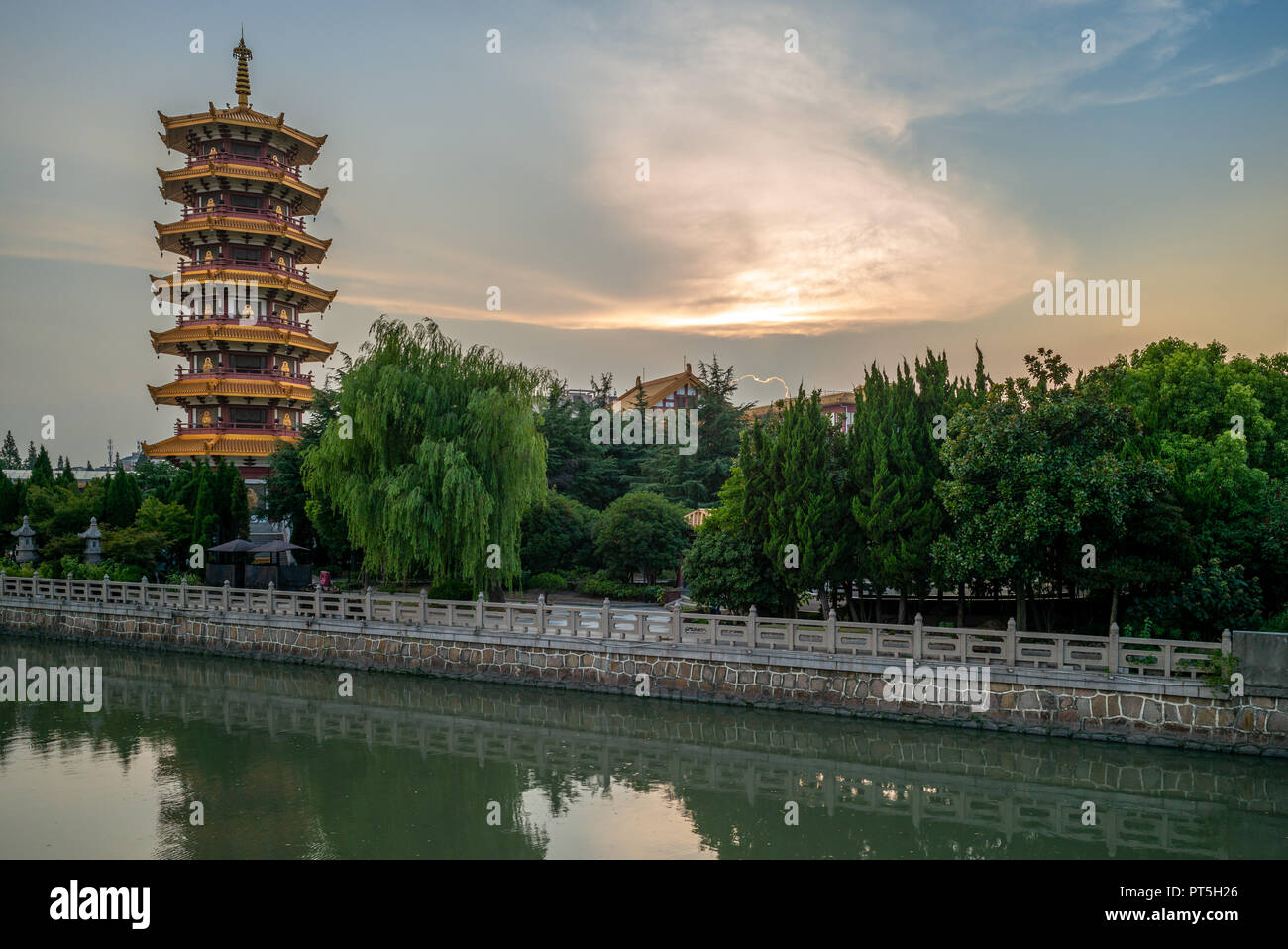 Bell Tower of qibao temple at qibao ancient town in shanghai Stock Photo