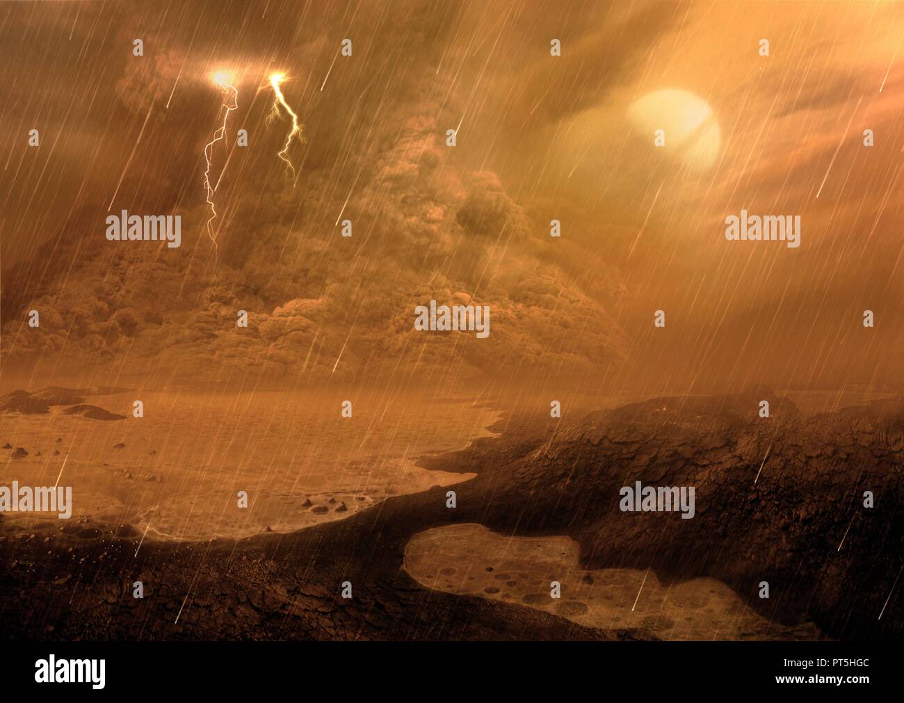 Dust Storm Of The Surface Of Titan Illustration Titan The Largest Moon Of Saturn Is The Only Body In The Known Solar System Aside From Earth With Liquid On Its Surface But