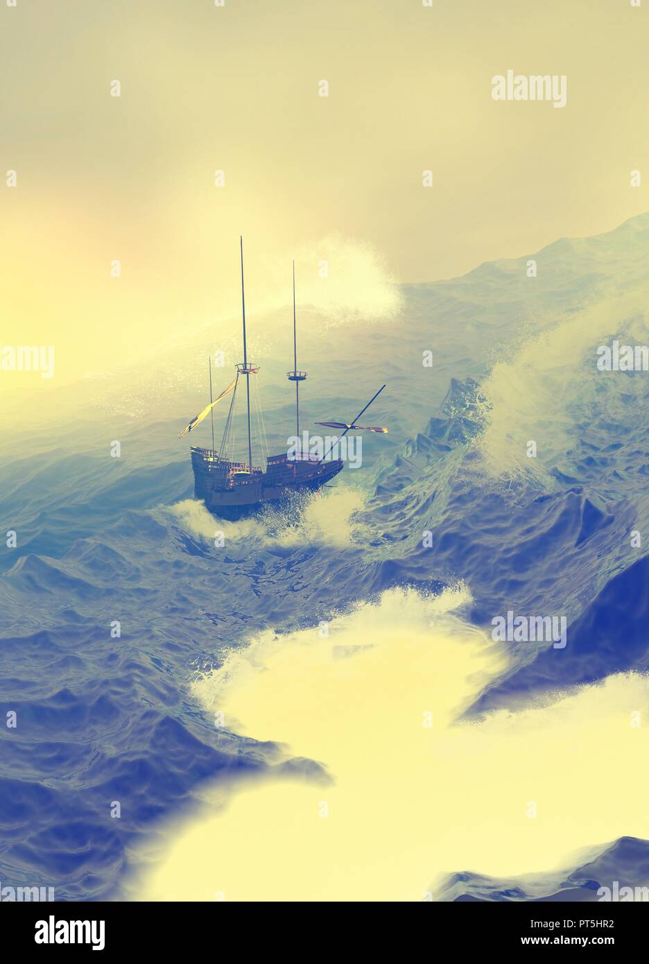 Ship On Rough Sea Illustration Stock Photo Alamy ship-on-rough-sea-illustration-stock-photo-alamy