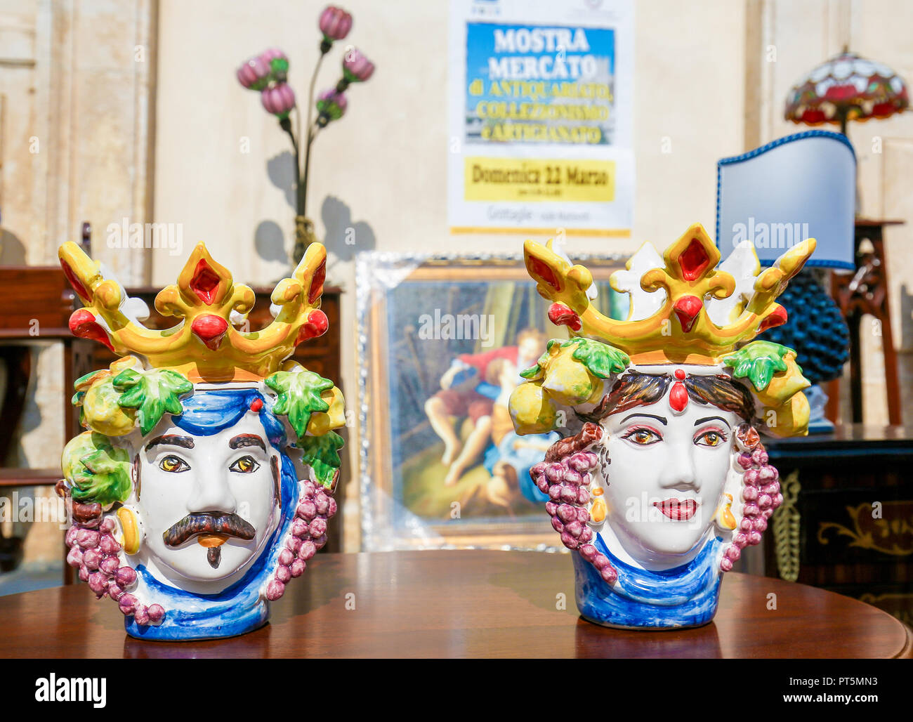 Typical handmade ceramic at a flea market in Martina Franca, Taranto  province, South Italy Stock Photo - Alamy