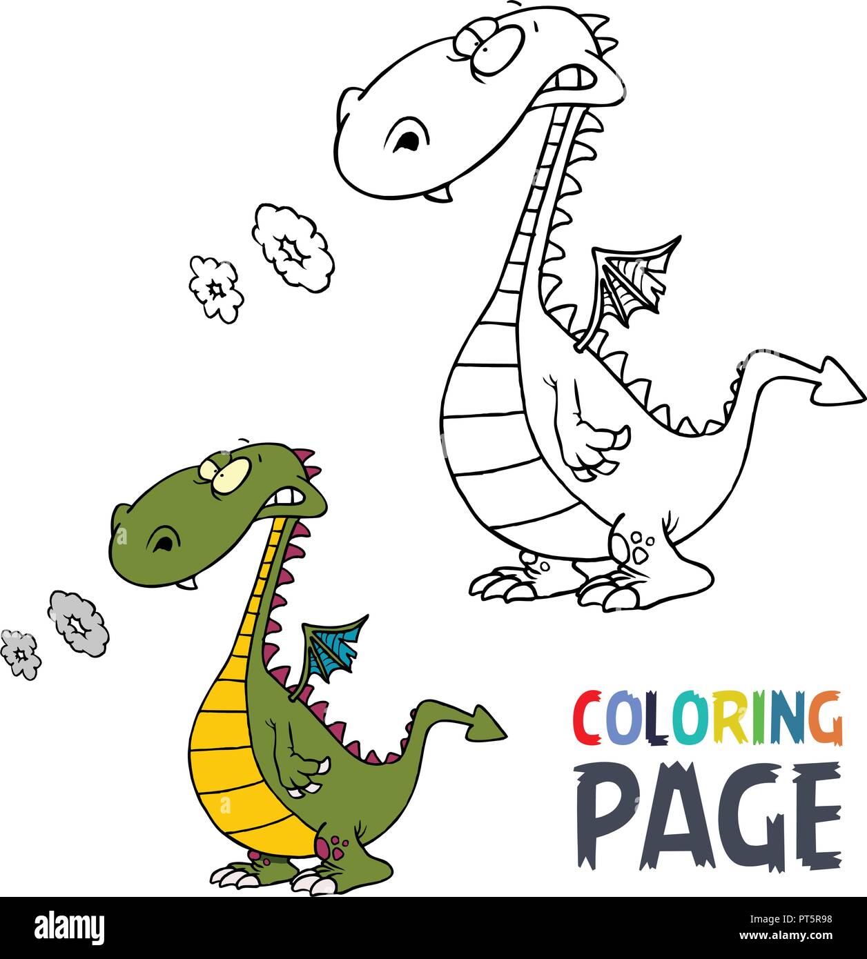 Dinosaur Cartoon Coloring Page Stock Vector Image Art Alamy