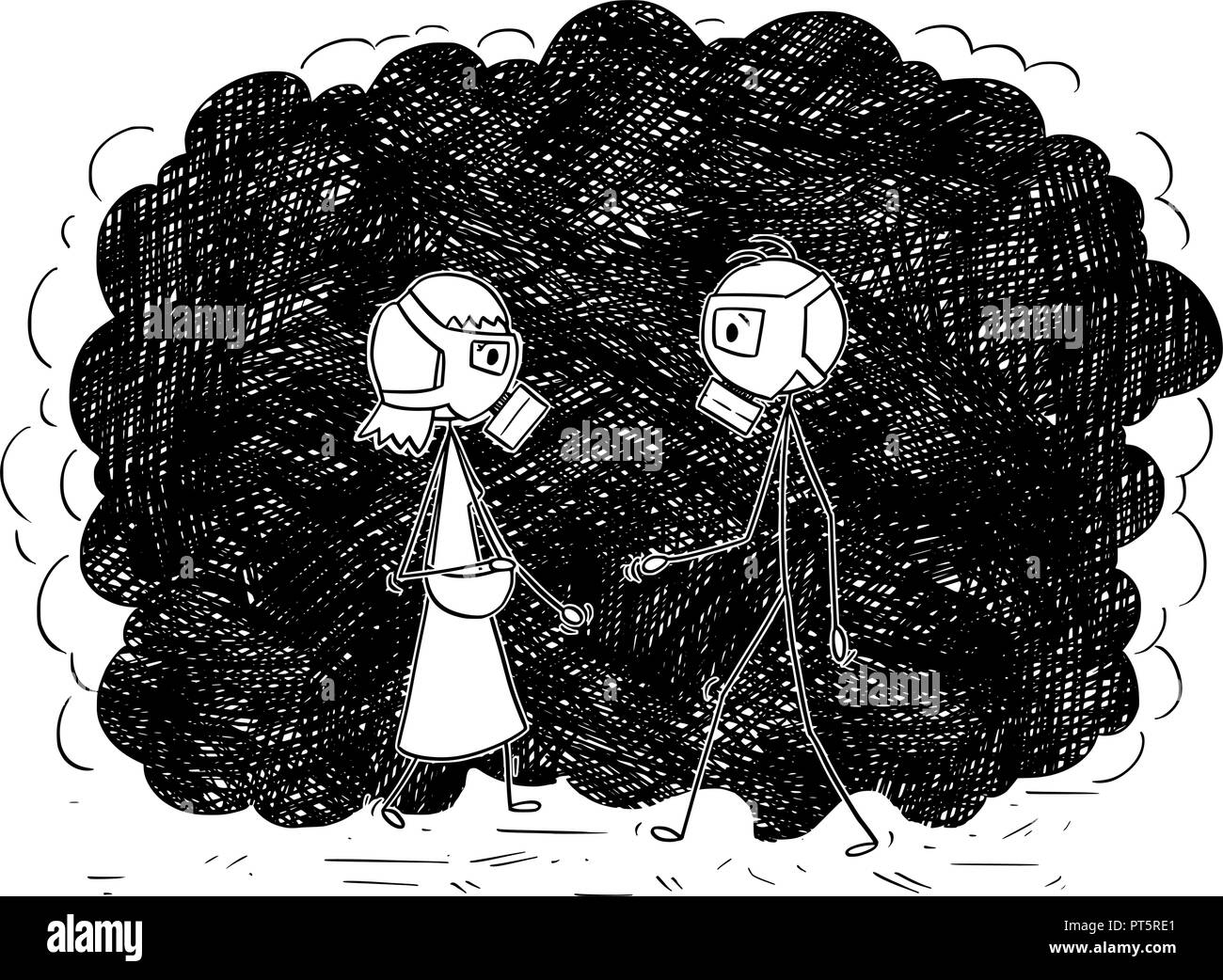 Air masks in smog Black and White Stock Photos & Images - Alamy