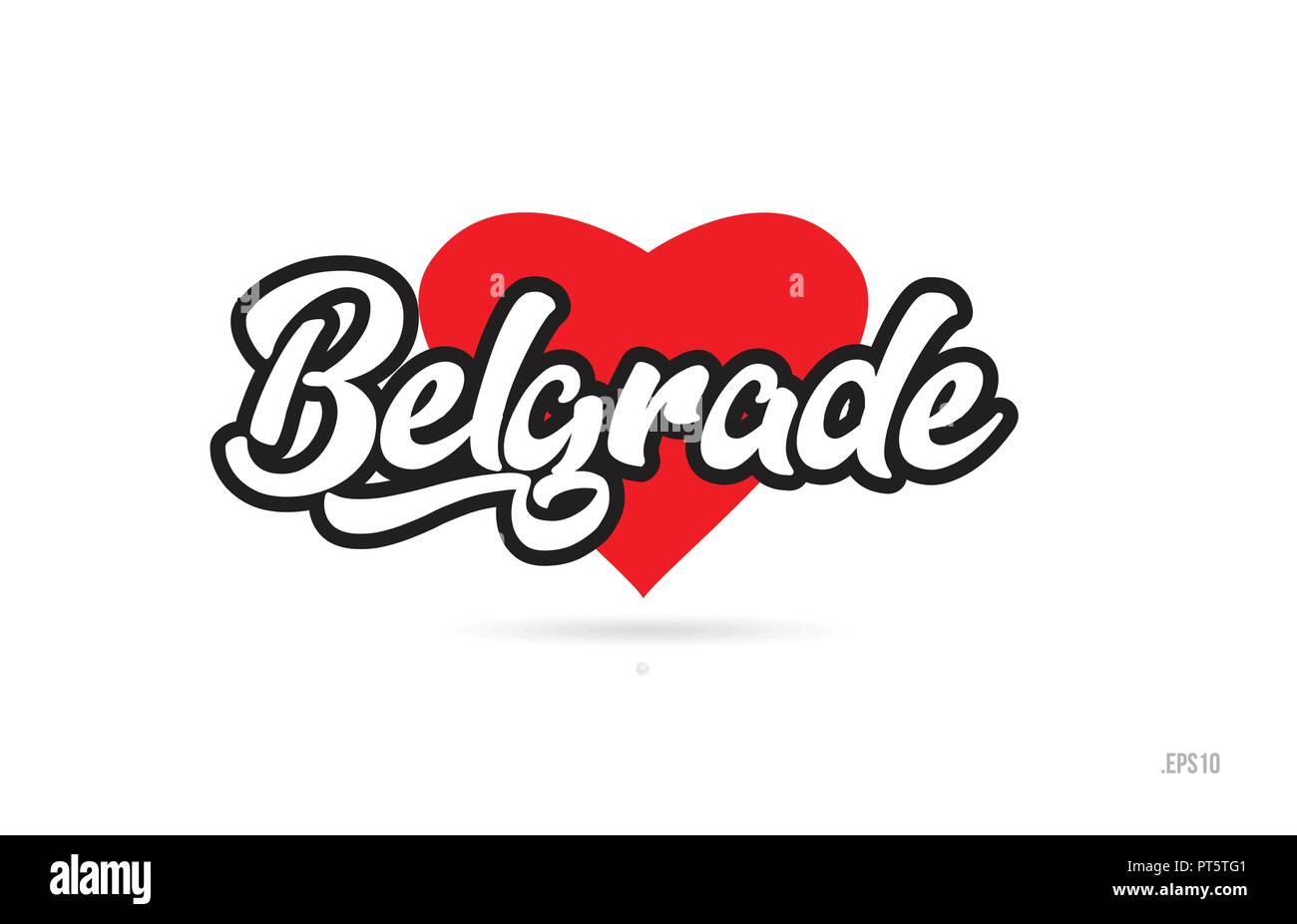 belgrade city text design with red heart typographic icon design suitable for touristic promotion Stock Vector