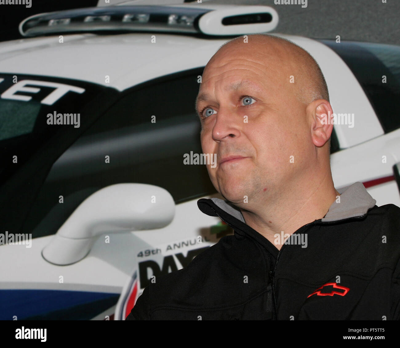 Hall of Fame baseball legend Cal Ripken Jr  is introduced to the media as he will drive the pace car for the Daytona 500 at Daytona International Speedway in Daytona Beach, Florida on February 18, 2007. Stock Photo