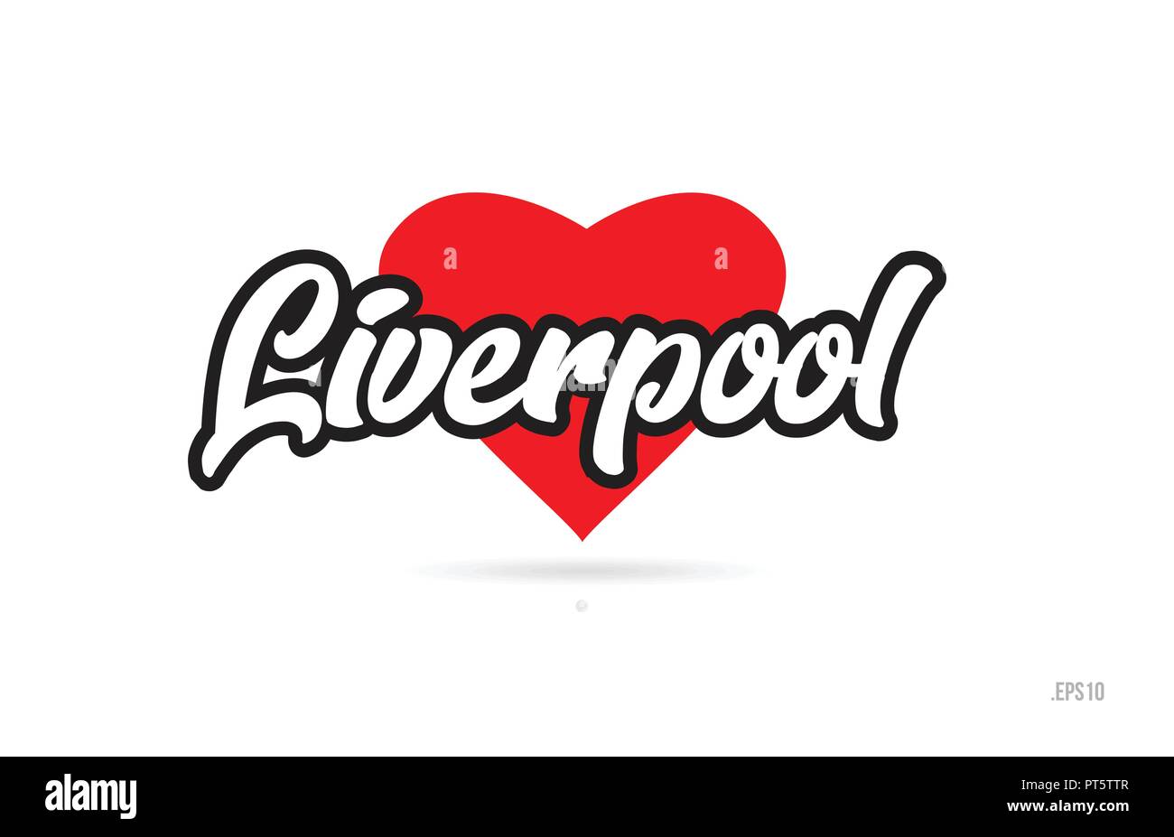 liverpool city text design with red heart typographic icon design suitable for touristic promotion Stock Vector