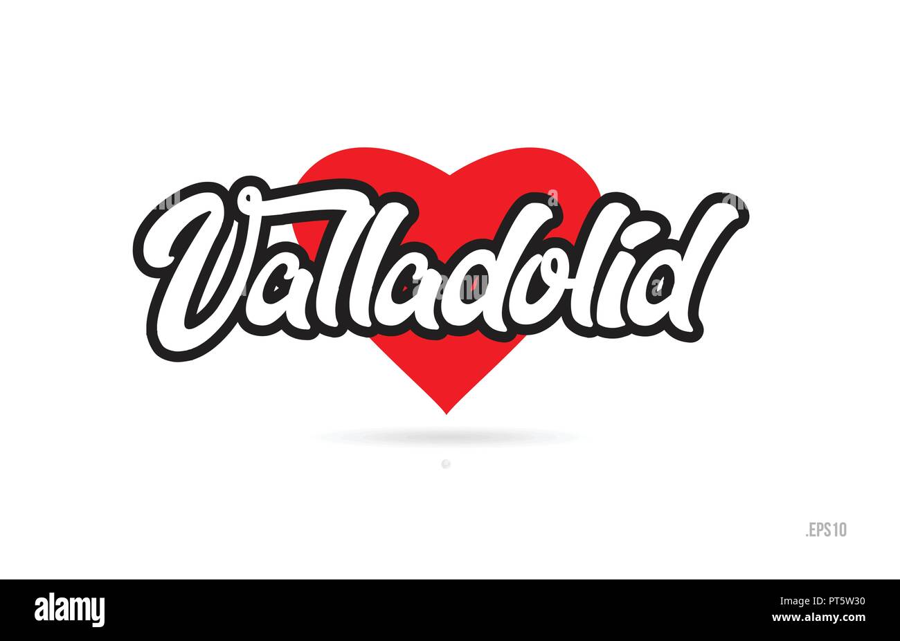 valladolid city text design with red heart typographic icon design suitable for touristic promotion Stock Vector