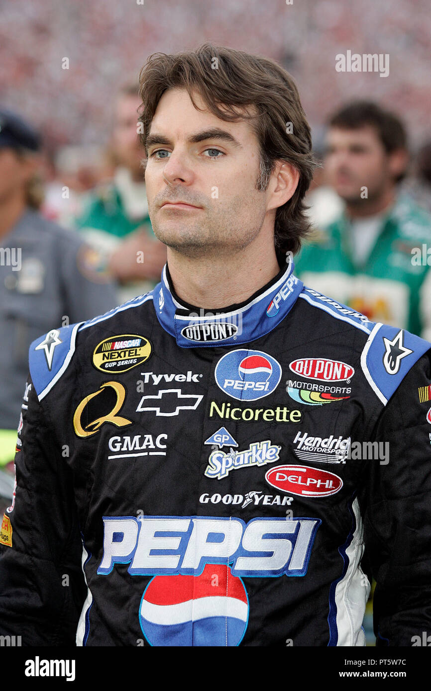 Pole sitter Jeff Gordon waits by his car on pit road prior to the start of the NASCAR Nextel Cup Pepsi 400 at Daytona International Speedway in Daytona Beach, Florida on July 7, 2007. Stock Photo