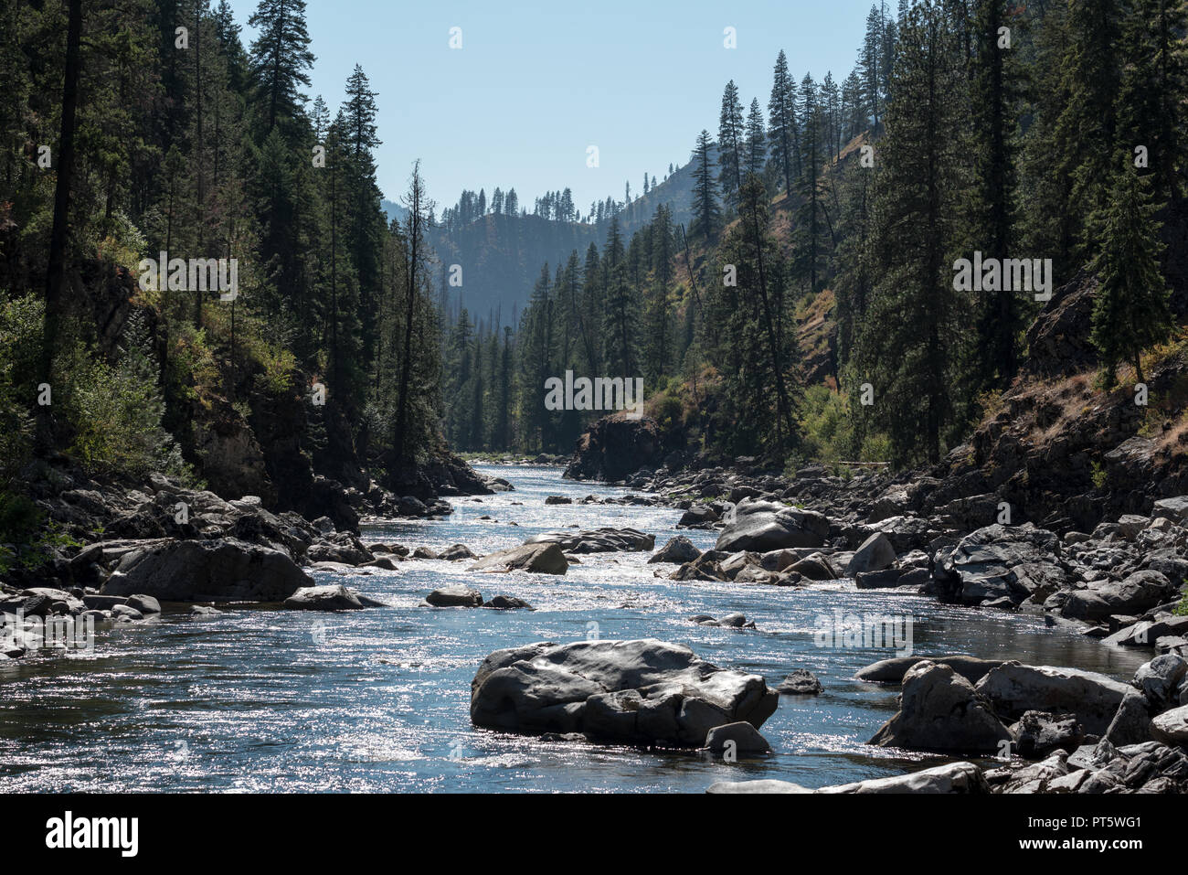 Rocky section of the Selway River in Idaho. Stock Photo