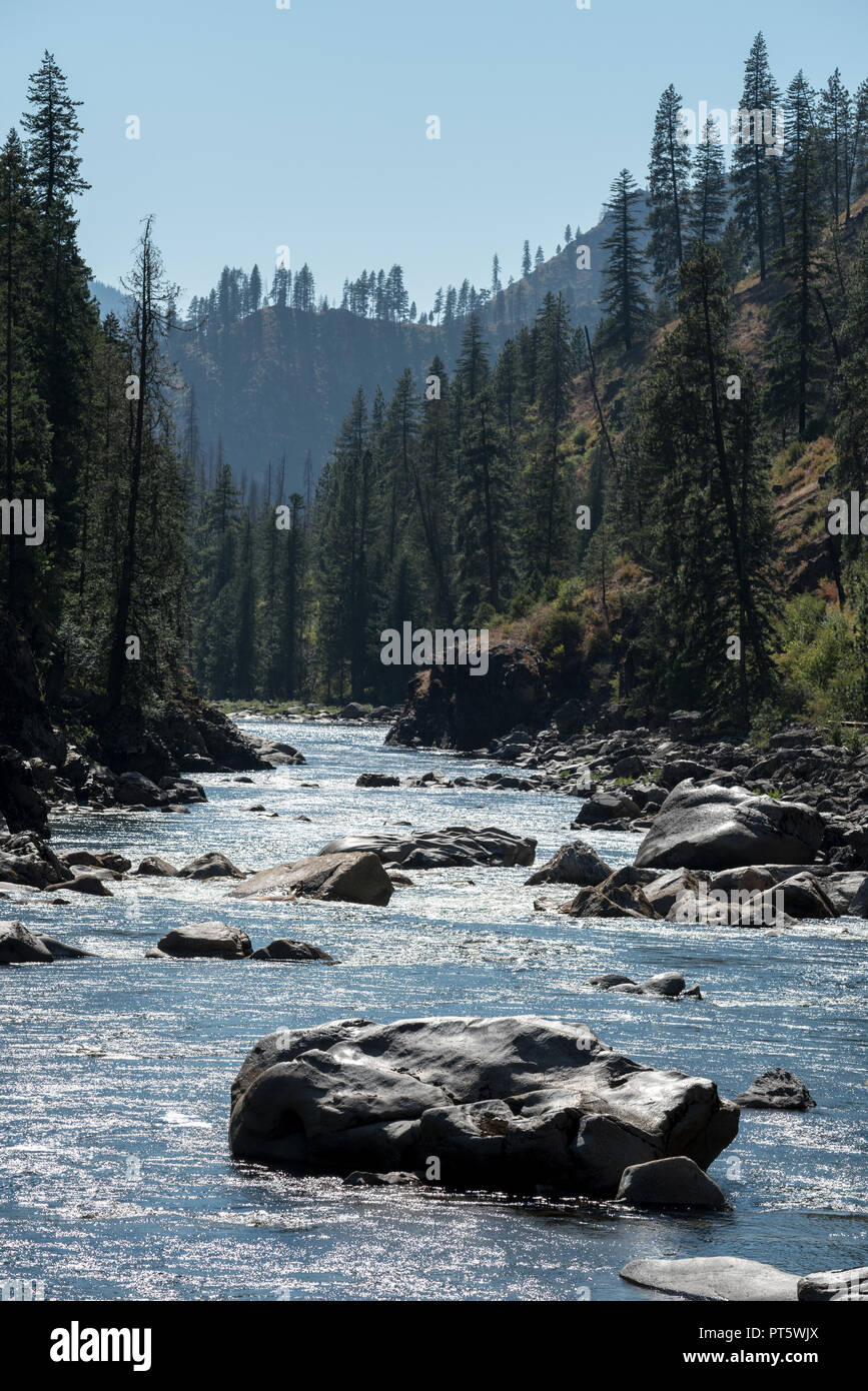 Rocky section of the Selway River in Idaho. Stock Photo