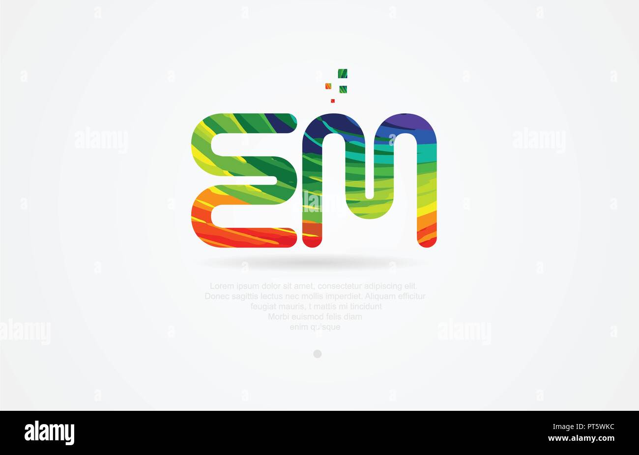 em e m alphabet letter logo icon combination design with rainbow color ...