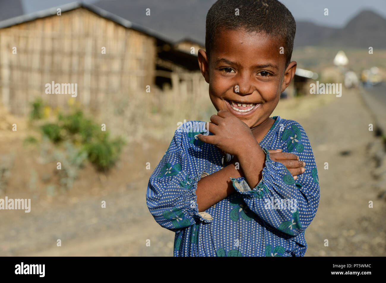 ETHIOPIA, Amhara, smiling boy in village near Gondar / AETHIOPIEN, Amhara, Gonder, Junge in einem Dorf Stock Photo