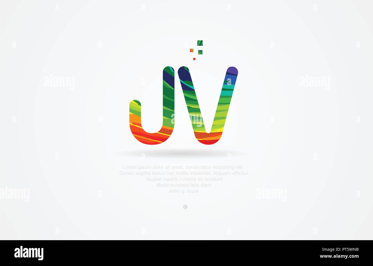 jv j v alphabet letter logo icon combination design with rainbow color Stock Vector