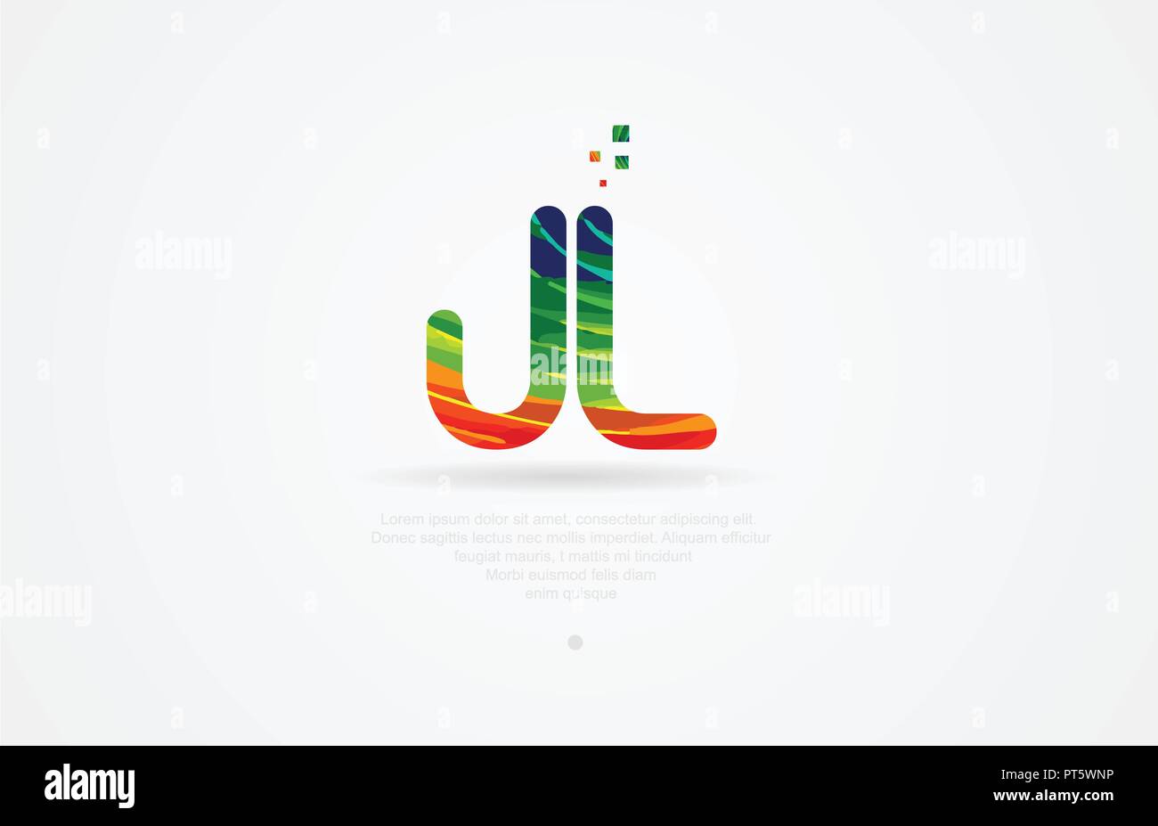 jl j l alphabet letter logo icon combination design with rainbow color Stock Vector
