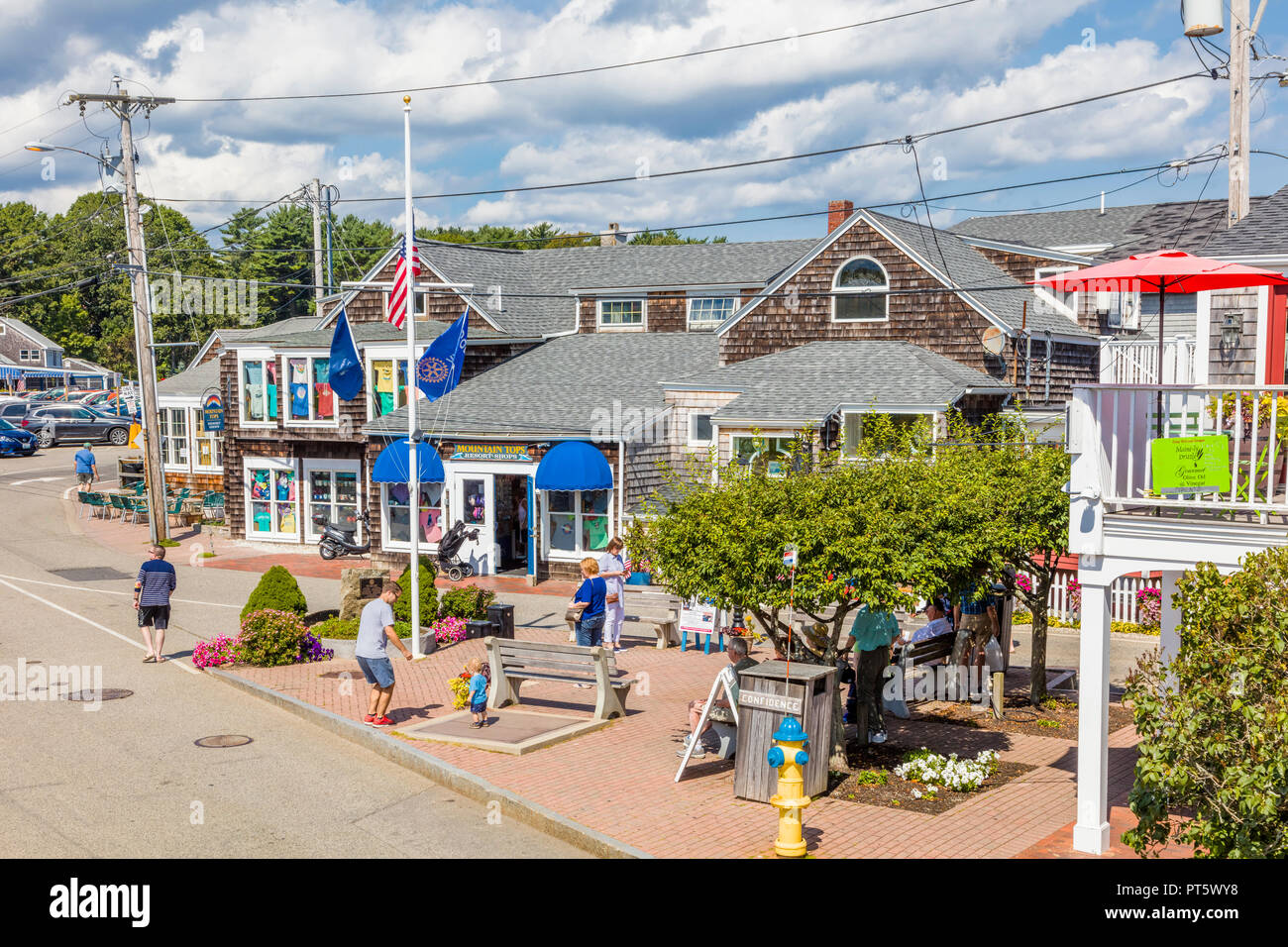 Shops and restaurants in Perkins Cove in Ogunquit Maine in the United