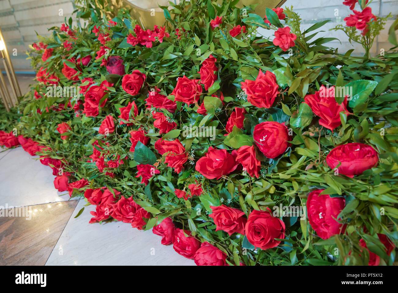 Red rose background . Red roses background - natural texture of love . Red roses on slate, Background . red roses decorations Stock Photo