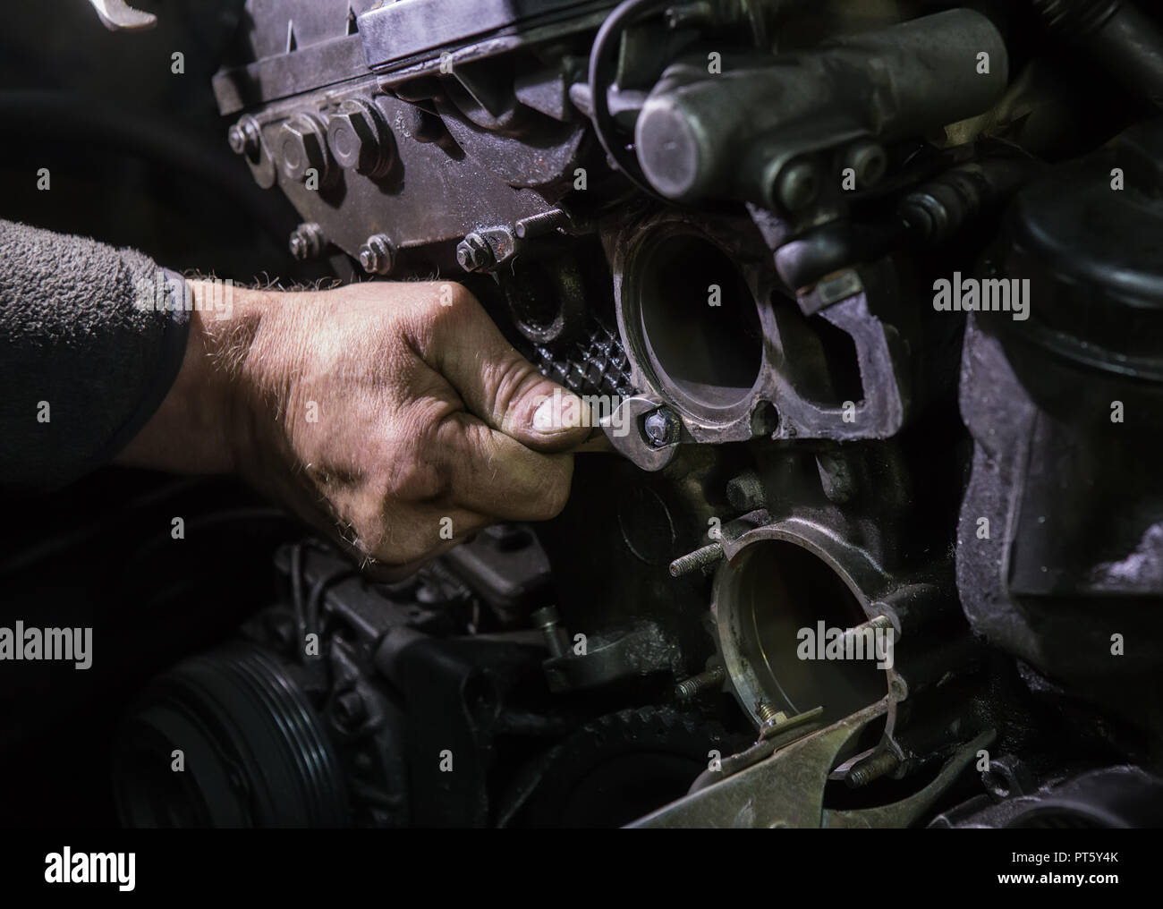 Car engine repair close-up Stock Photo