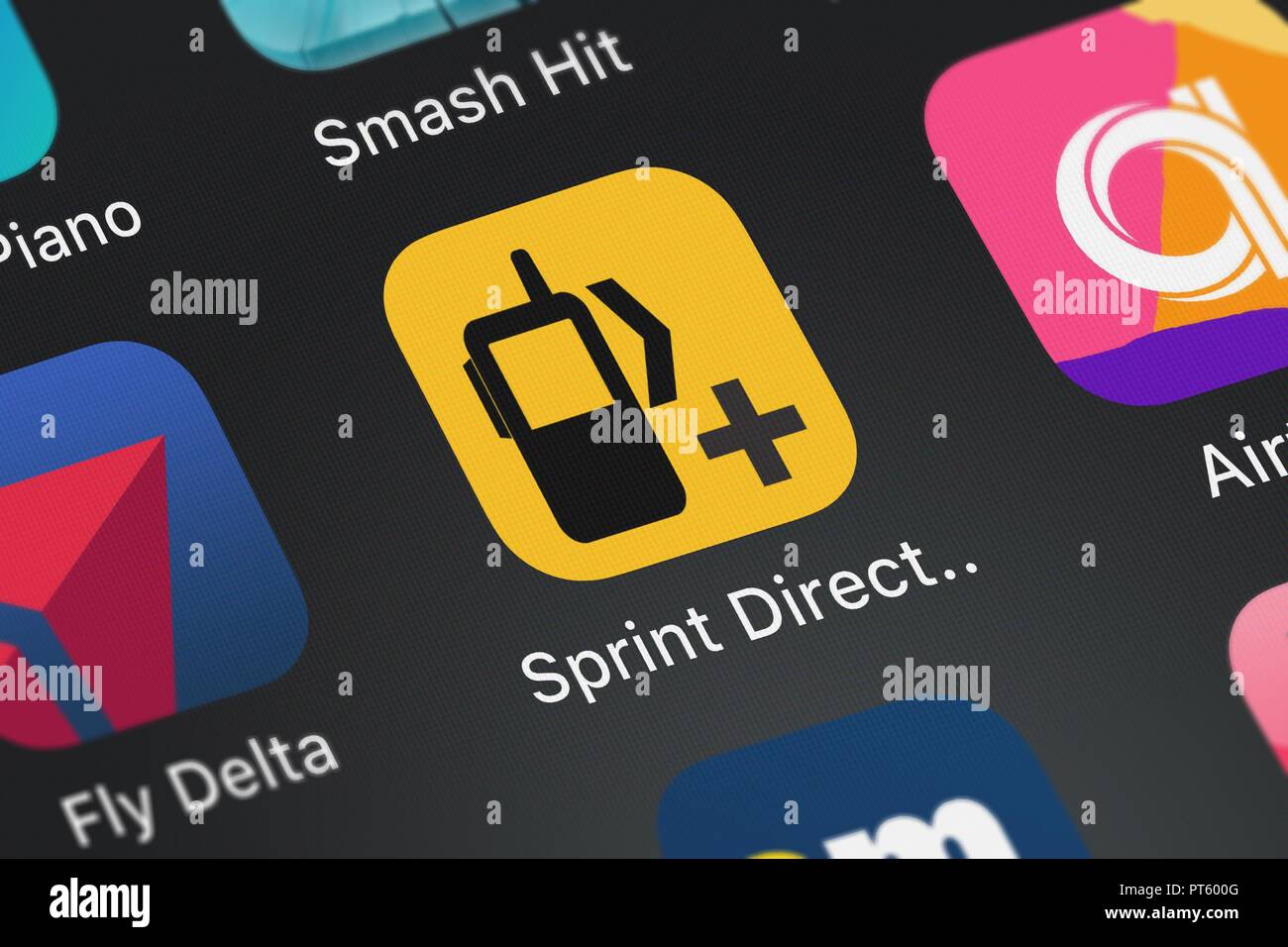 London, United Kingdom - October 06, 2018: Screenshot of Sprint's mobile app Sprint Direct Connect Plus. Stock Photo