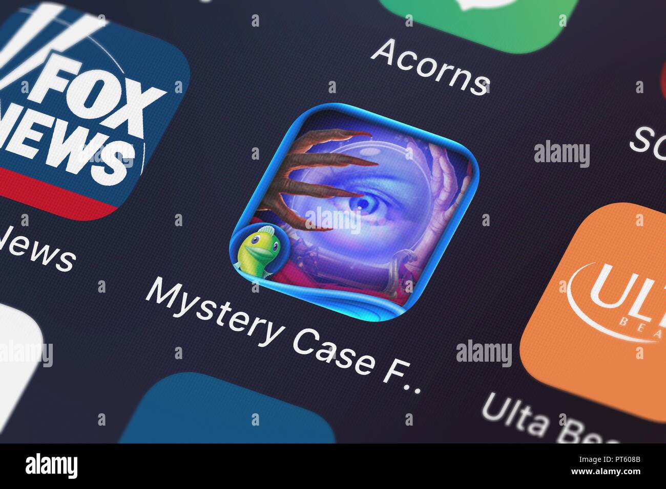 London, United Kingdom - October 06, 2018: Close-up shot of the Mystery Case Files: Madame Fate (Full) application icon from Big Fish Games, Inc on an Stock Photo