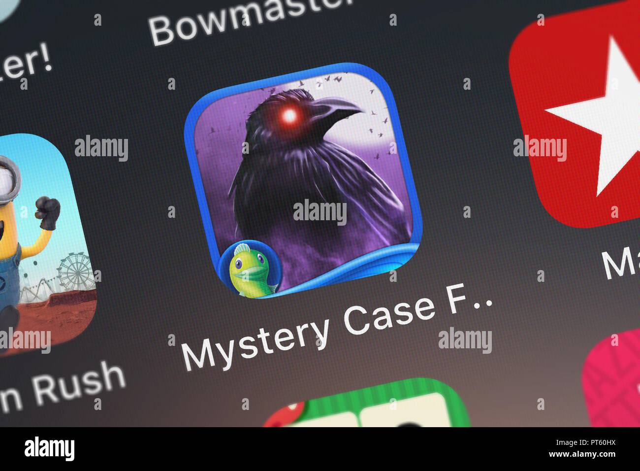 London, United Kingdom - October 06, 2018: The Mystery Case Files: Ravenhearst Unlocked - A Hidden Object Adventure mobile app from Big Fish Games, In Stock Photo