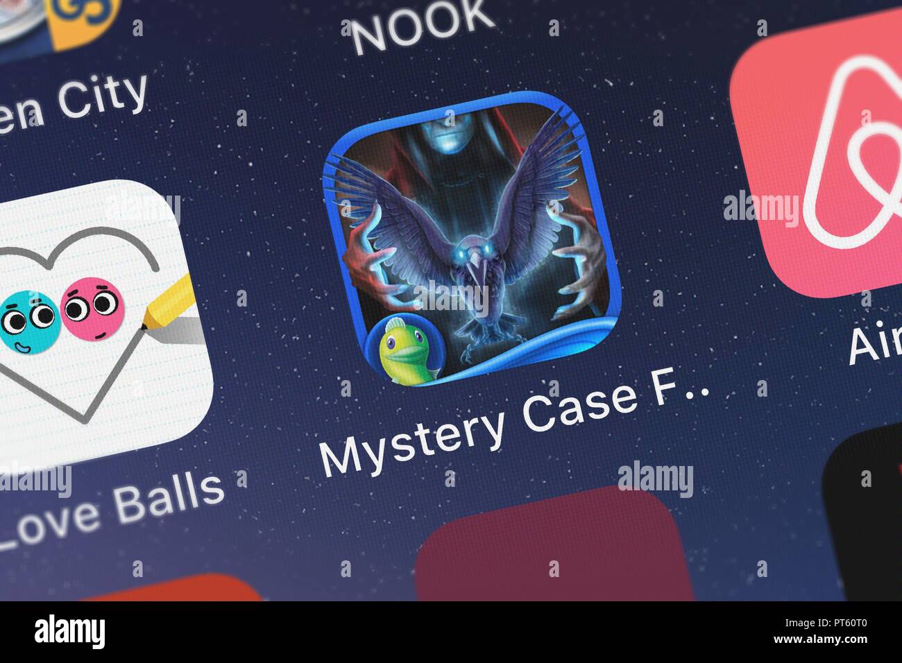 London, United Kingdom - October 06, 2018: Screenshot of Big Fish Games, Inc's mobile app Mystery Case Files: Key To Ravenhearst - A Mystery Hidden Ob Stock Photo
