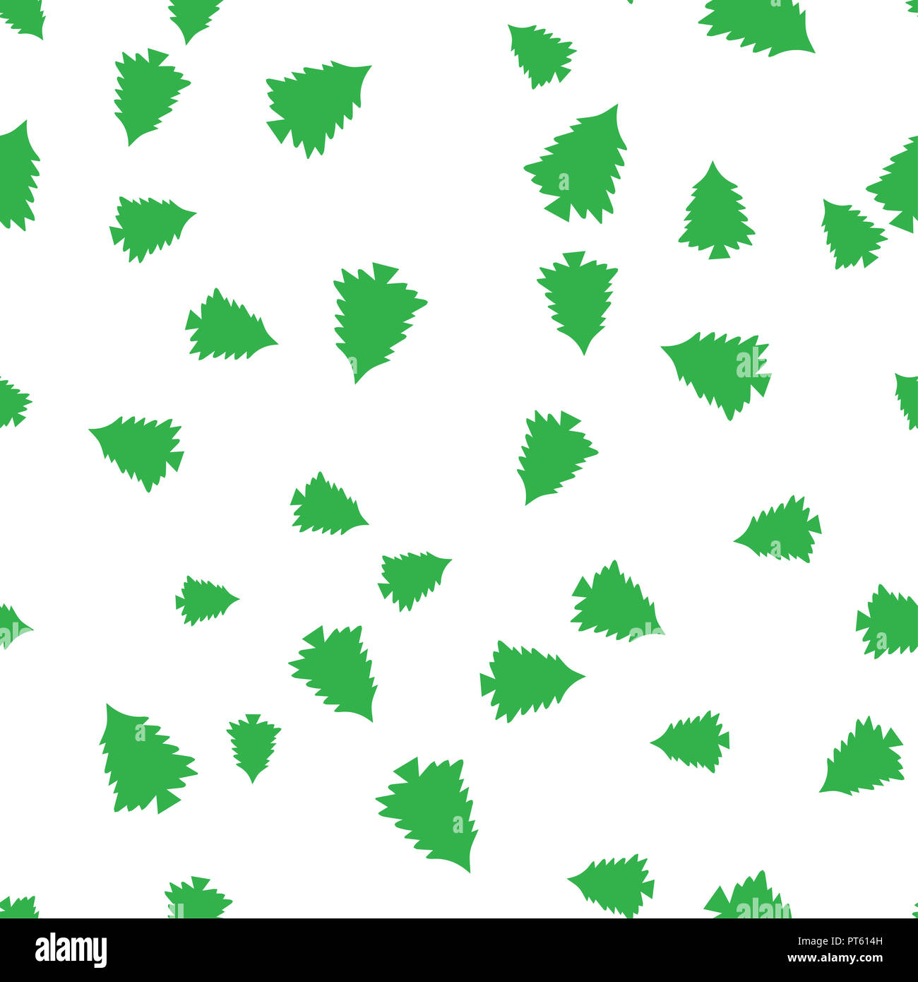 Green Christmas tree seamless pattern. Isolated on a white background ...