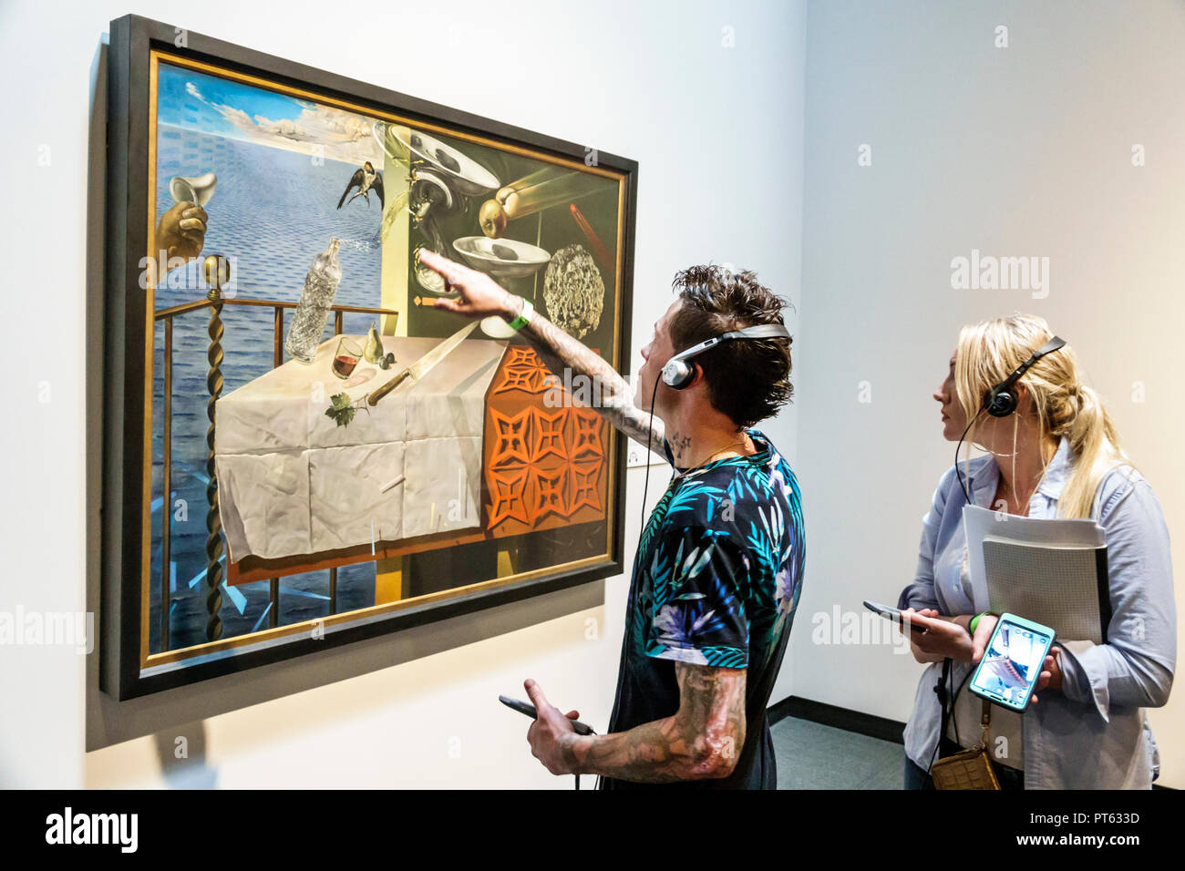 Florida St Saint Petersburg Salvador Dali Museum Surrealist Art Artwork Interior Living Still Life Painting Adult Adults Man Men Male Woman Women Fem Stock Photo Alamy