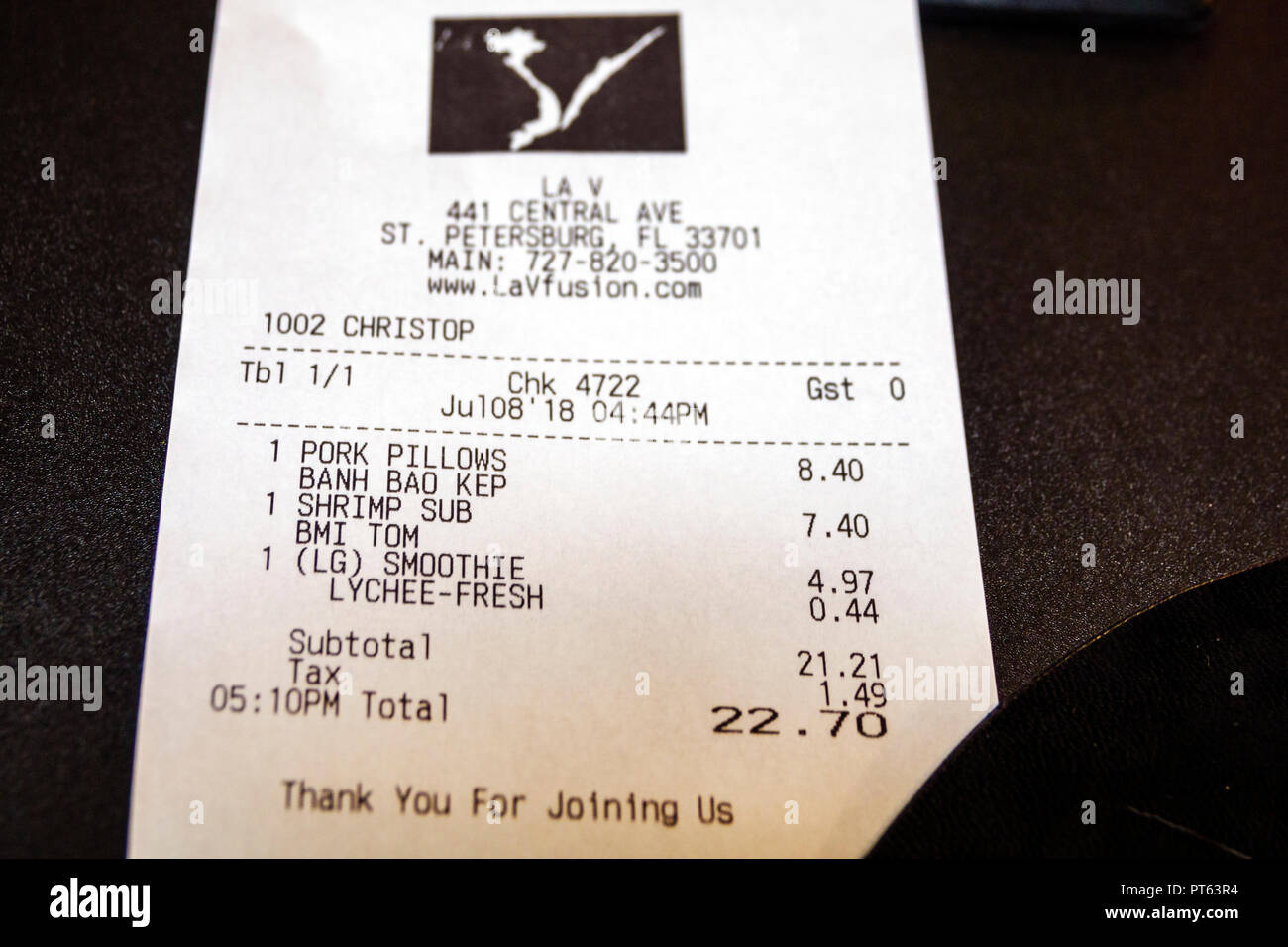 restaurant bill receipt stock photos restaurant bill restaurant receipt