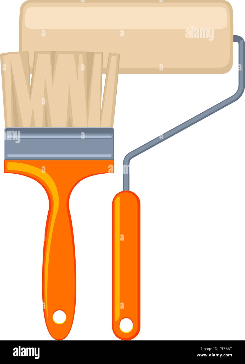 Colorful cartoon paint roller and brush Stock Vector Image & Art Alamy