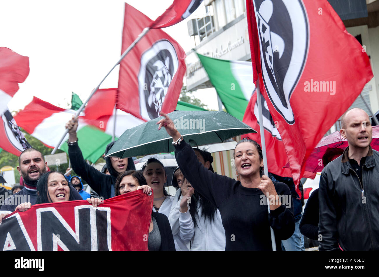 Demonstration of the extreme right movement Casapound in Rome, "against  uncontrolled immigration and against degradation". In the days before the  demonstration, numerous exponents of both the Democratic Party and the  Civic Movement