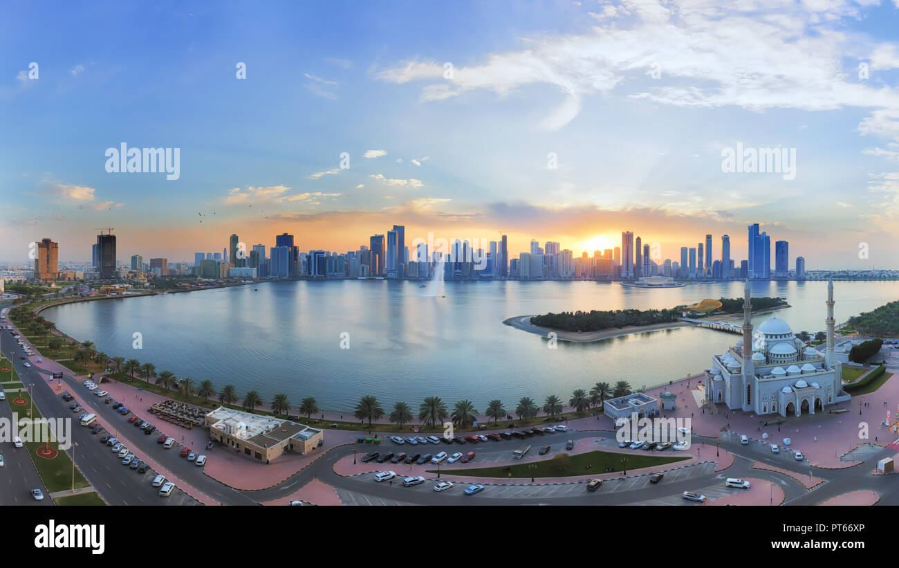 Shot taken for the famous Khalid lake in Sharjah - UAE during the light festival Stock Photo