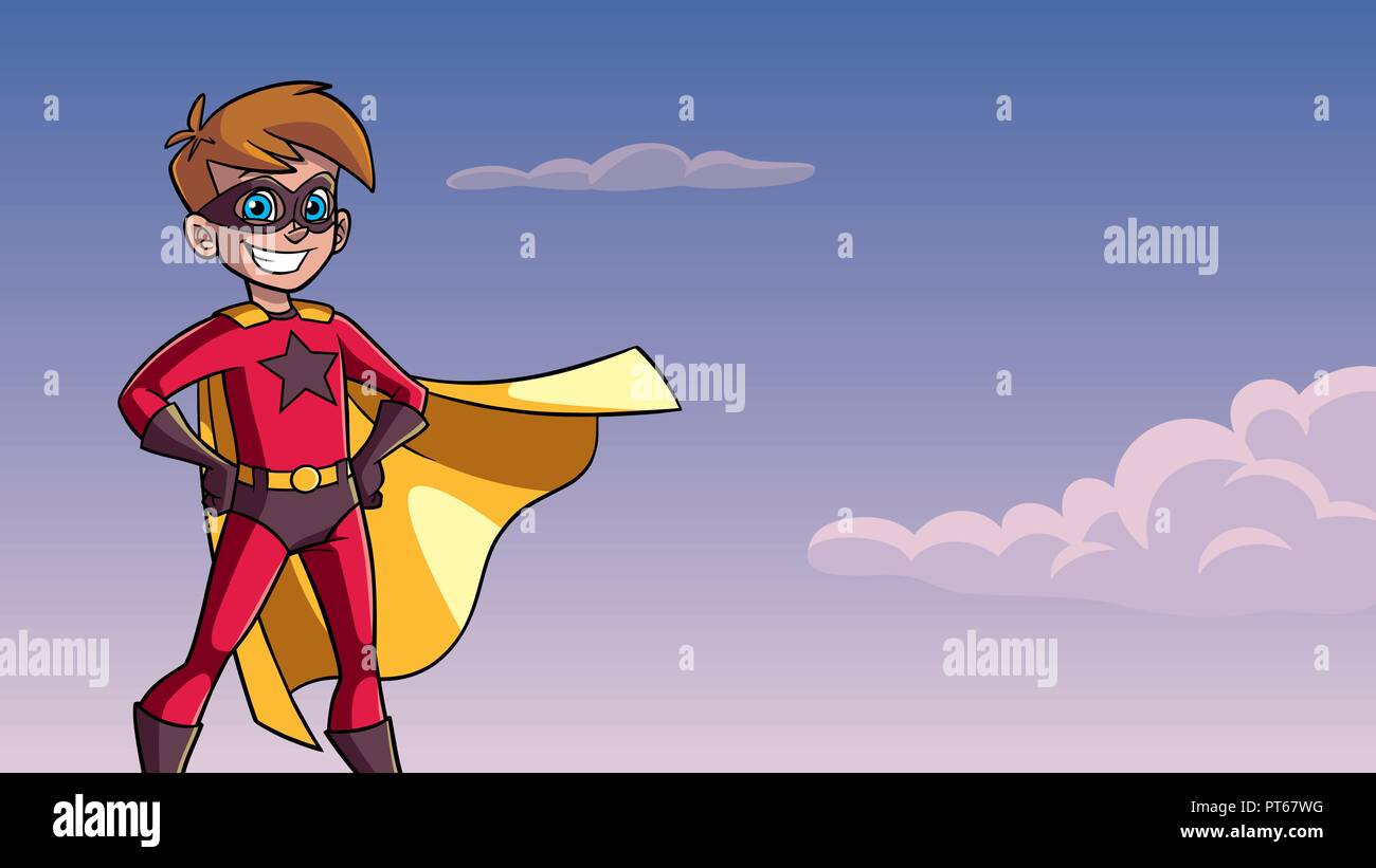 Super Boy Sky Background Stock Vector