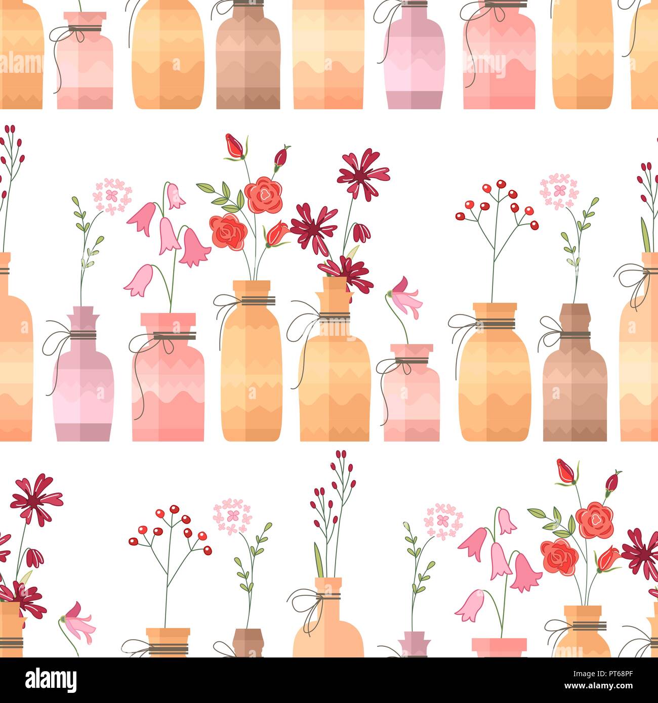 Seamless pattern with small vintage bottles. Endless texture for your design Stock Vector