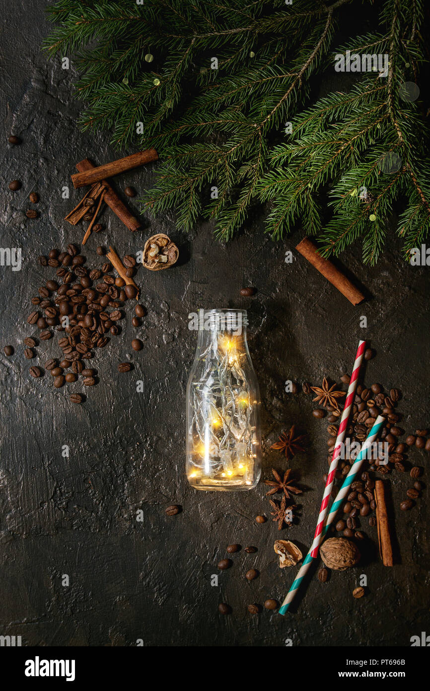 Christmas lights in bottle Stock Photo Alamy