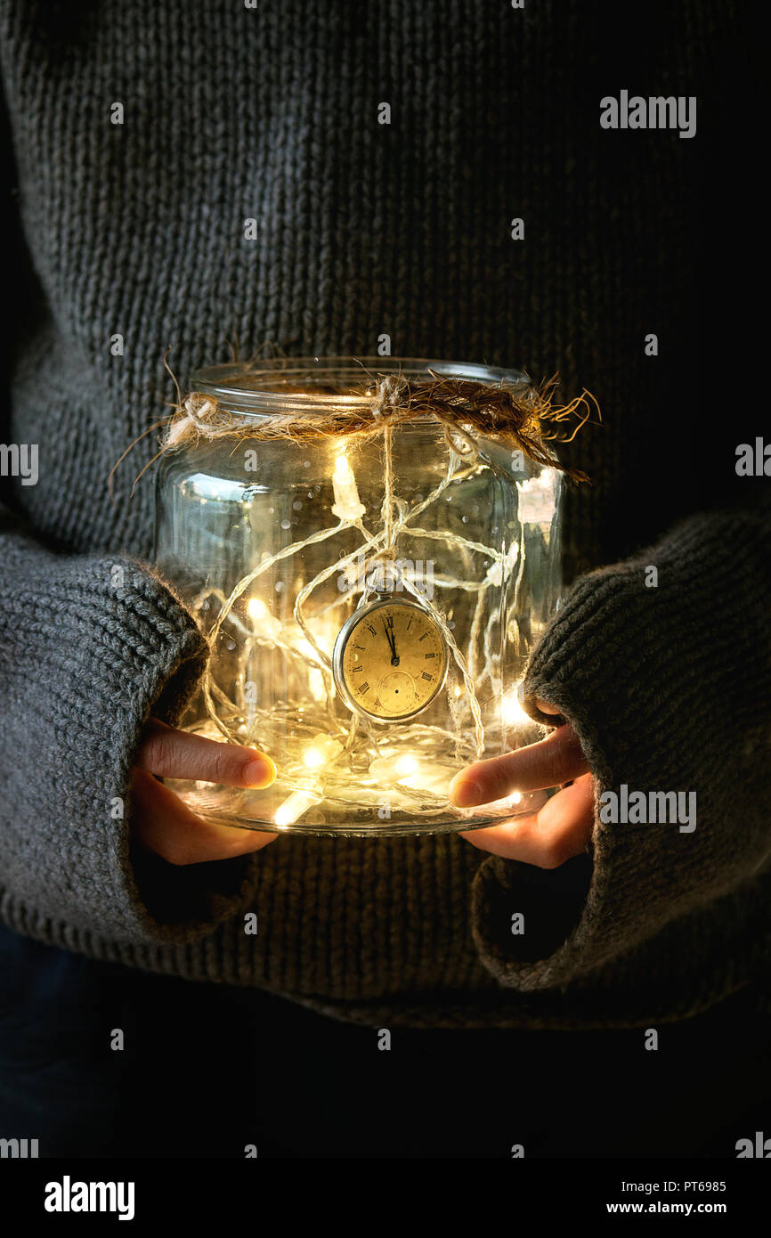 Christmas lights in jar Stock Photo Alamy