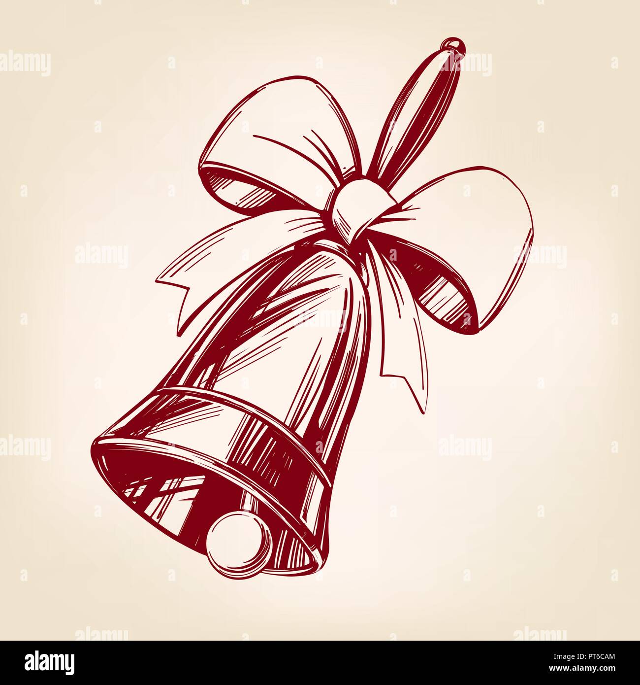 bell with bow hand drawn vector illustration sketch Stock Vector