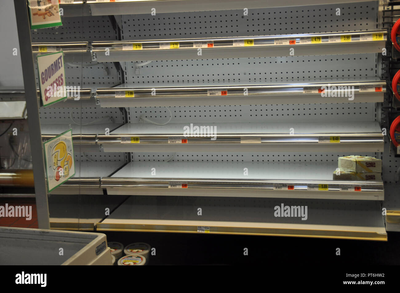 Empty store shelves result of a pending snowstorm Stock Photo