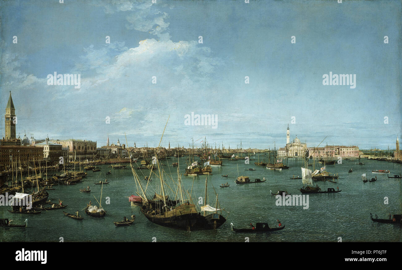 Bacino di San Marco, Venice. Date/Period: Ca. 1738. Painting. Oil on canvas. Height: 124.5 cm (49 in); Width: 204.5 cm (80.5 in). Author: CANALETTO. CANALETTO, GIOVANNI ANTONIO CANAL. Stock Photo